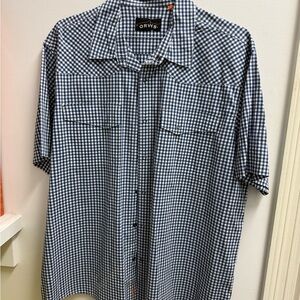 ORVIS Men's Blue Checkered Shirt short sleeve XL
